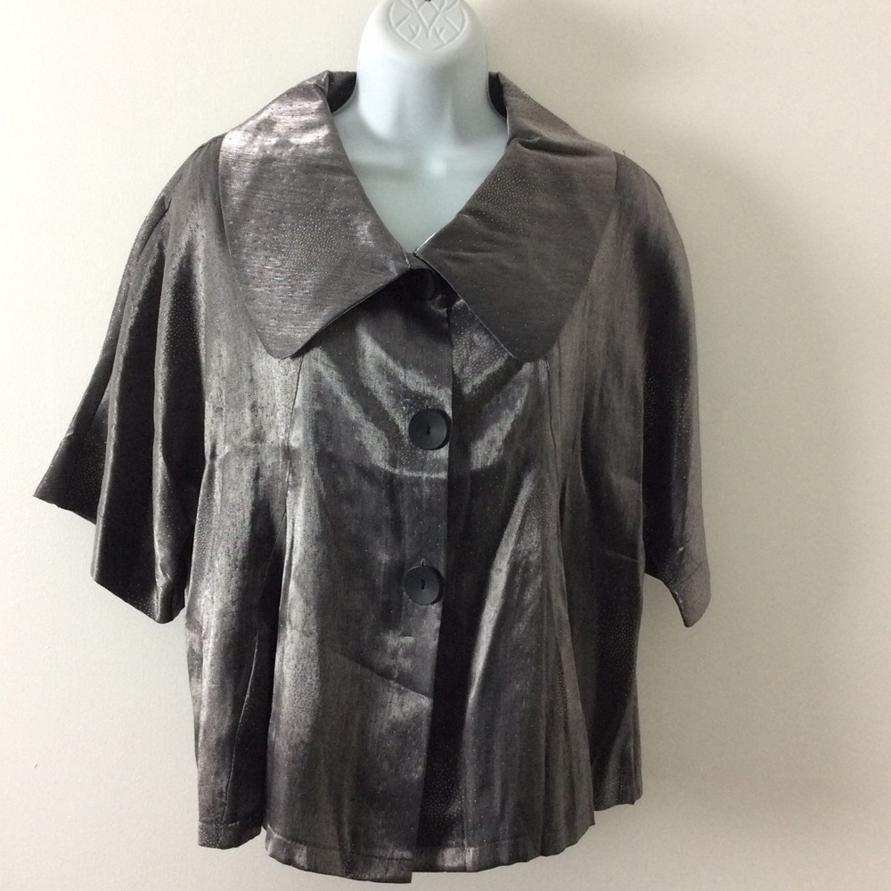 Women’s Metallic  Party Top Blouse Silver Large